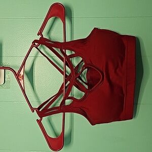 Red strappy sports bra medium
